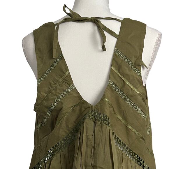 ASOS DESIGN Olive Hanky Hem Maxi Dress Scoop Neck Boho‎ Chic Party Dress-Size 10 - Picture 7 of 8